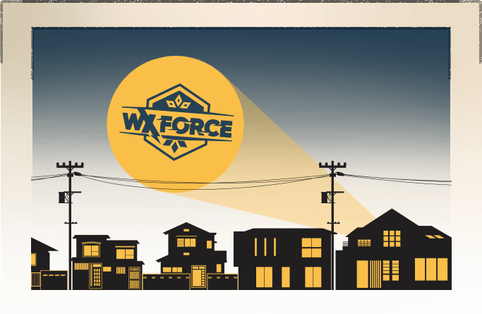 Skyline with WxForce logo in the sky