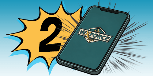 mobile phone next to the number 2 in a comic book splat graphic
