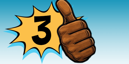 thumbs up next to the number 3 in a comic book splat graphic