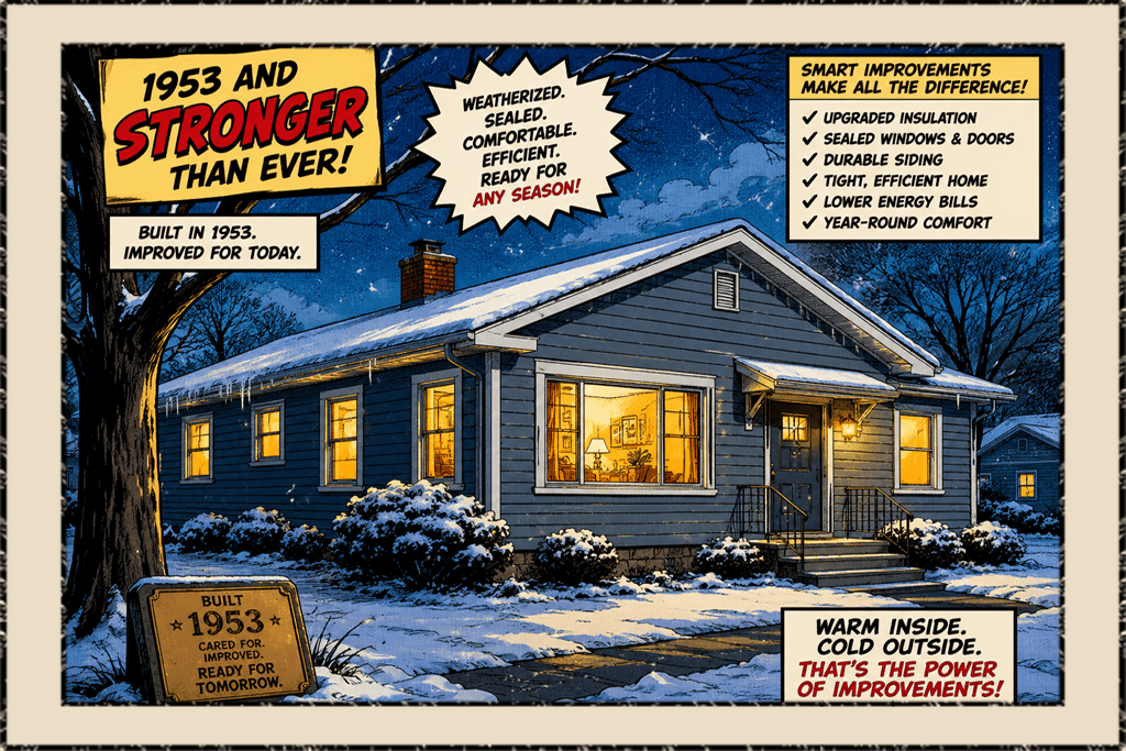 a home built in 1953 looking brand new after weatherization improvements were made