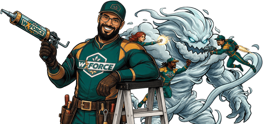 hero in foreground with 3 heroes going after a monster in the background