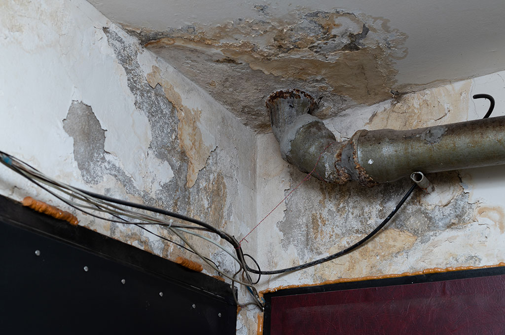 damage to ceiling due to leaking issues