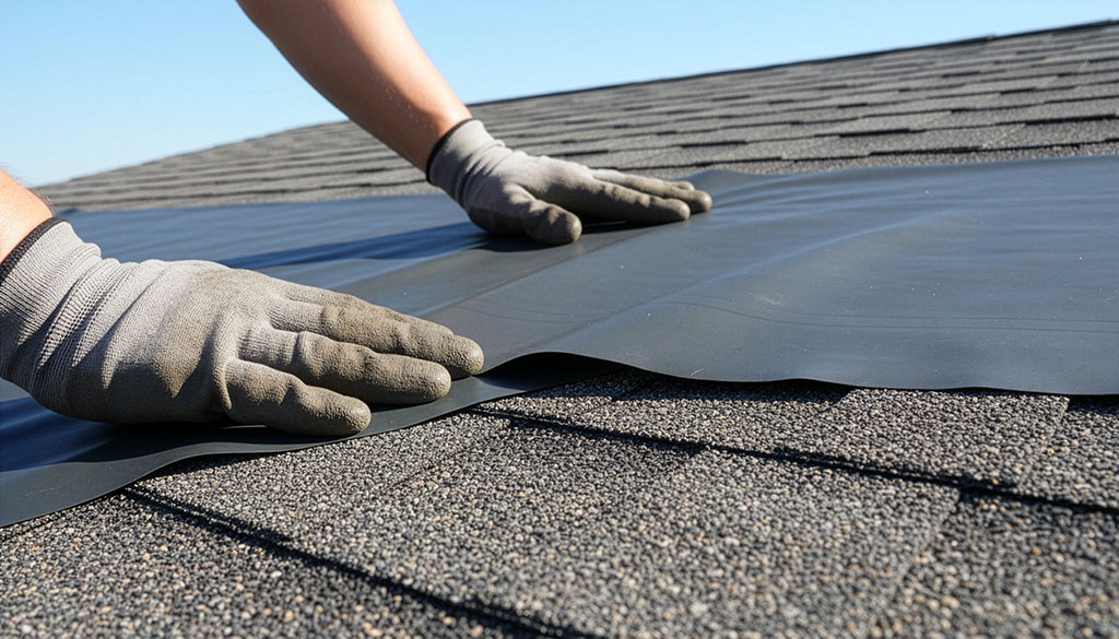 worker repairing roof
